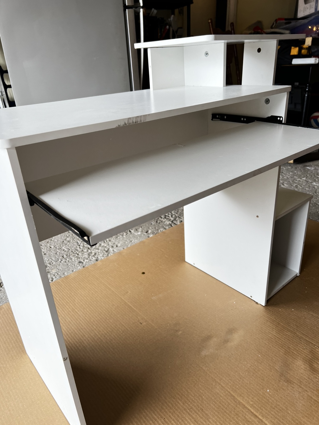 White Computer Desk with Keyboard Tray and Shelf