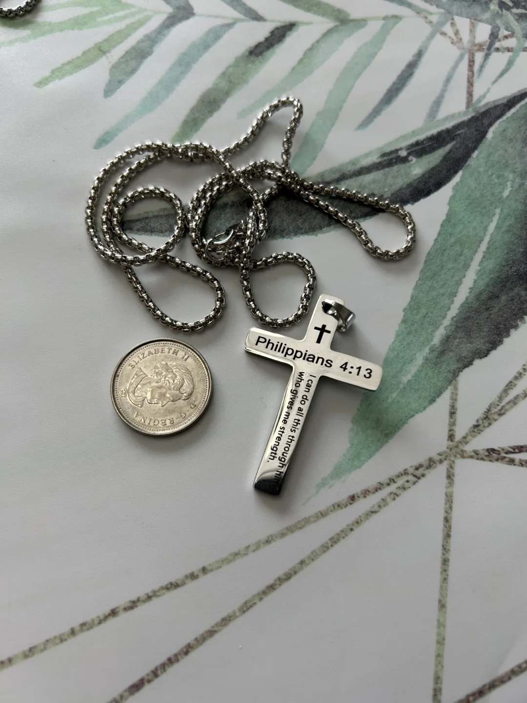 Philippians 4:13 Cross Necklace