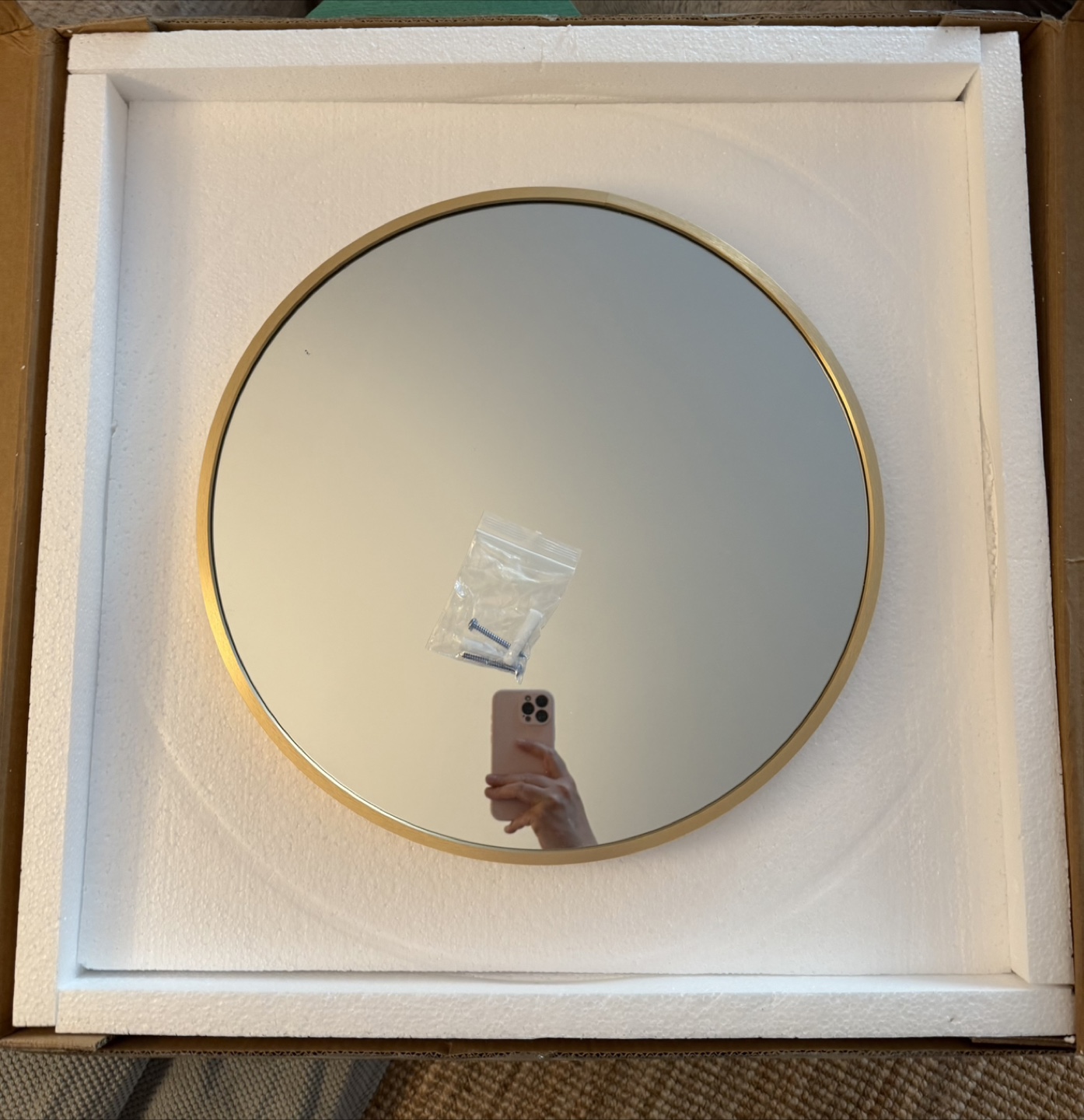 Round Gold Framed Mirror