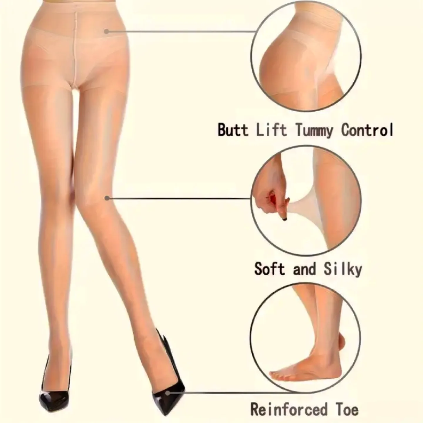 4-Pack Brown Sheer Tights with Control Top image indicator(2)