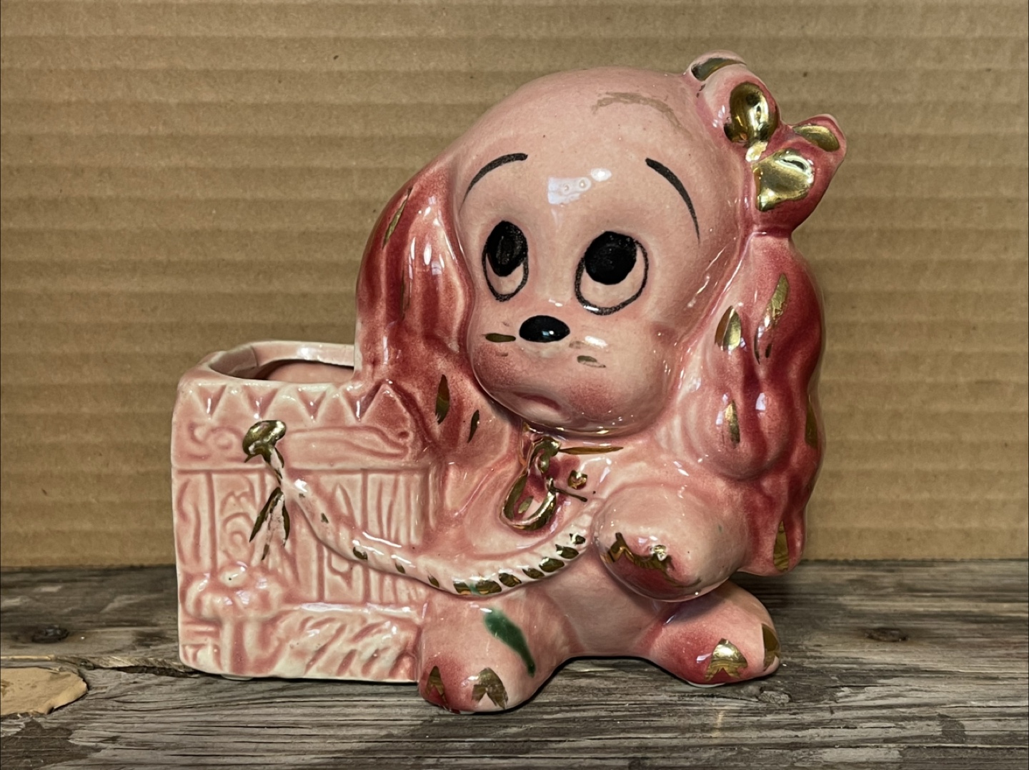 Vintage Pink Cocker Spaniel Planter