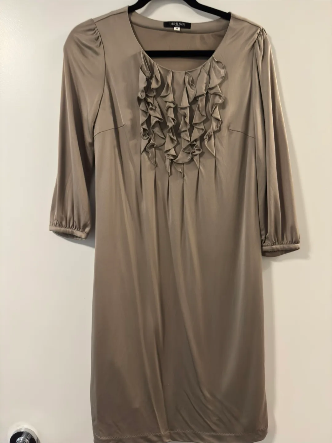 Michel Klein Paris taupe blouse, size 38 thumbnail