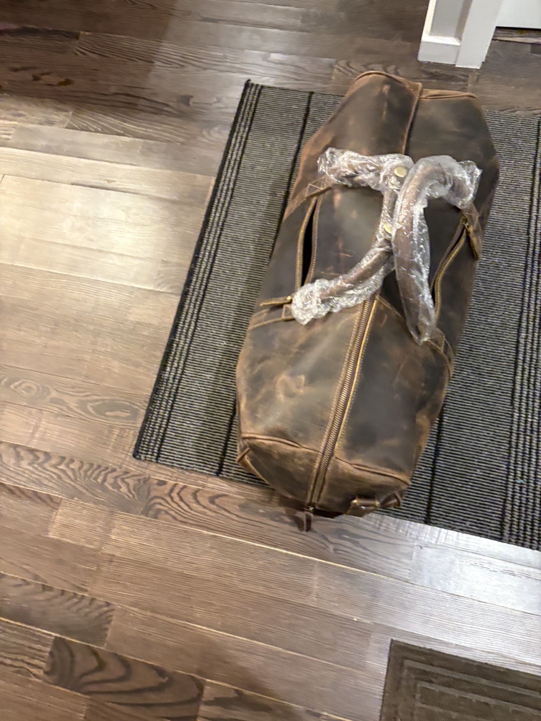 Vintage Brown Leather Duffle Bag - photo 3