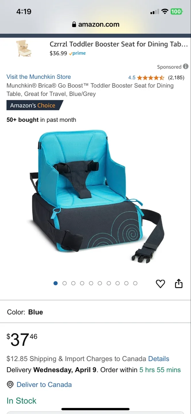 Munchkin Brica Go Boost Travel Booster Seat - Blue image indicator(3)