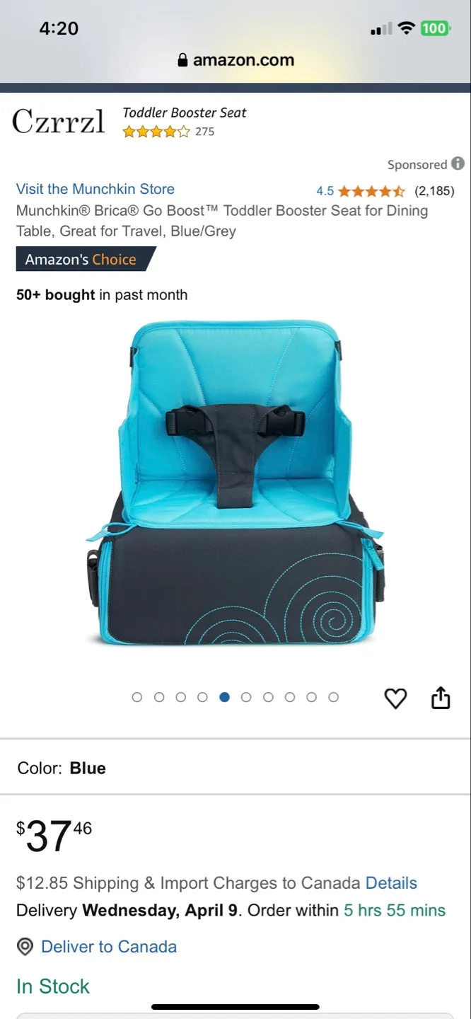 Munchkin Brica Go Boost Travel Booster Seat - Blue image indicator(6)