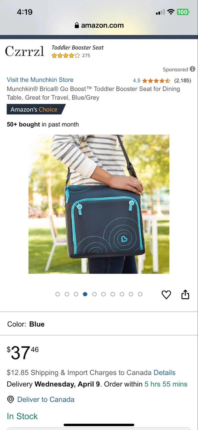 Munchkin Brica Go Boost Travel Booster Seat - Blue image indicator(5)