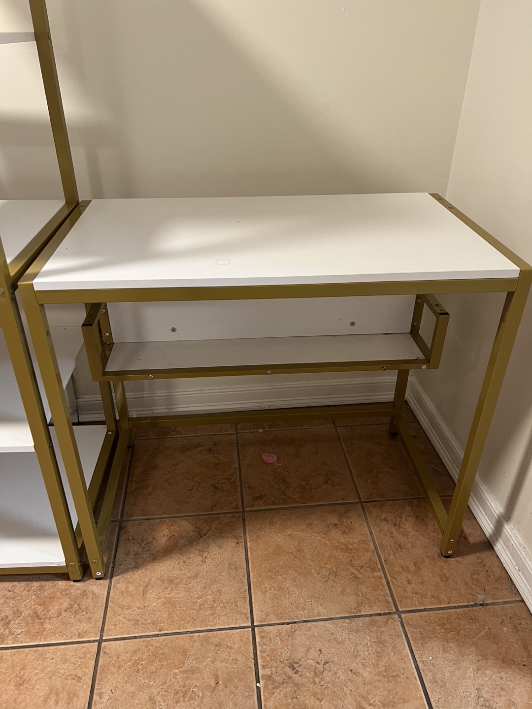 Gold and White Computer Desk with Bookshelf - photo 4