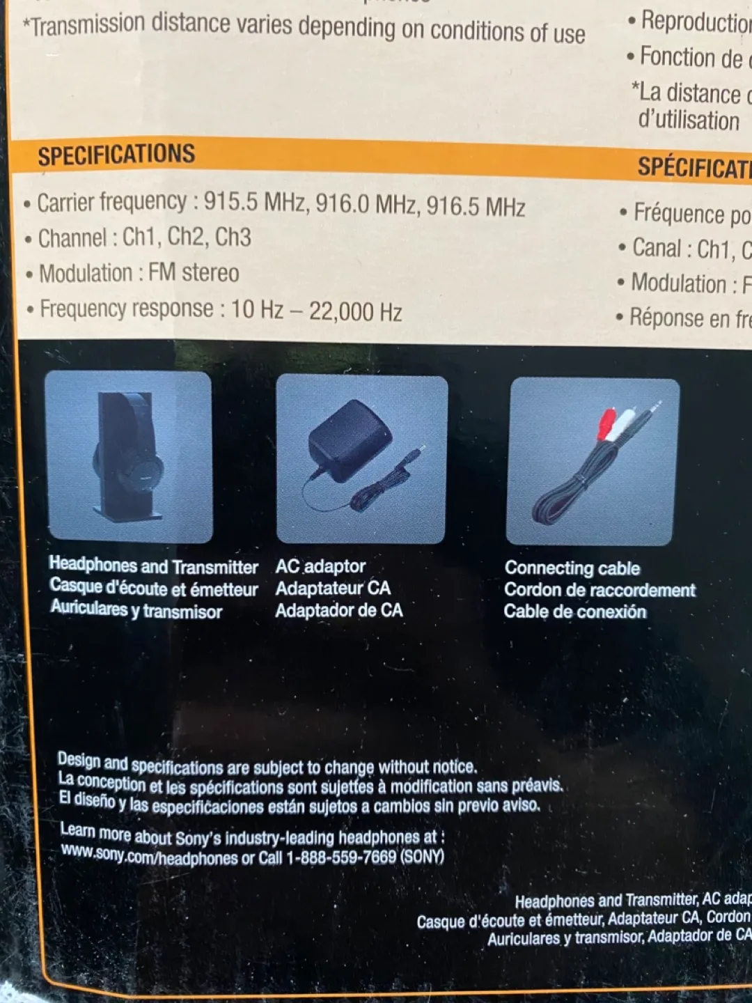 Sony Wireless Headphones with Transmitter & AC Adapter image indicator(2)