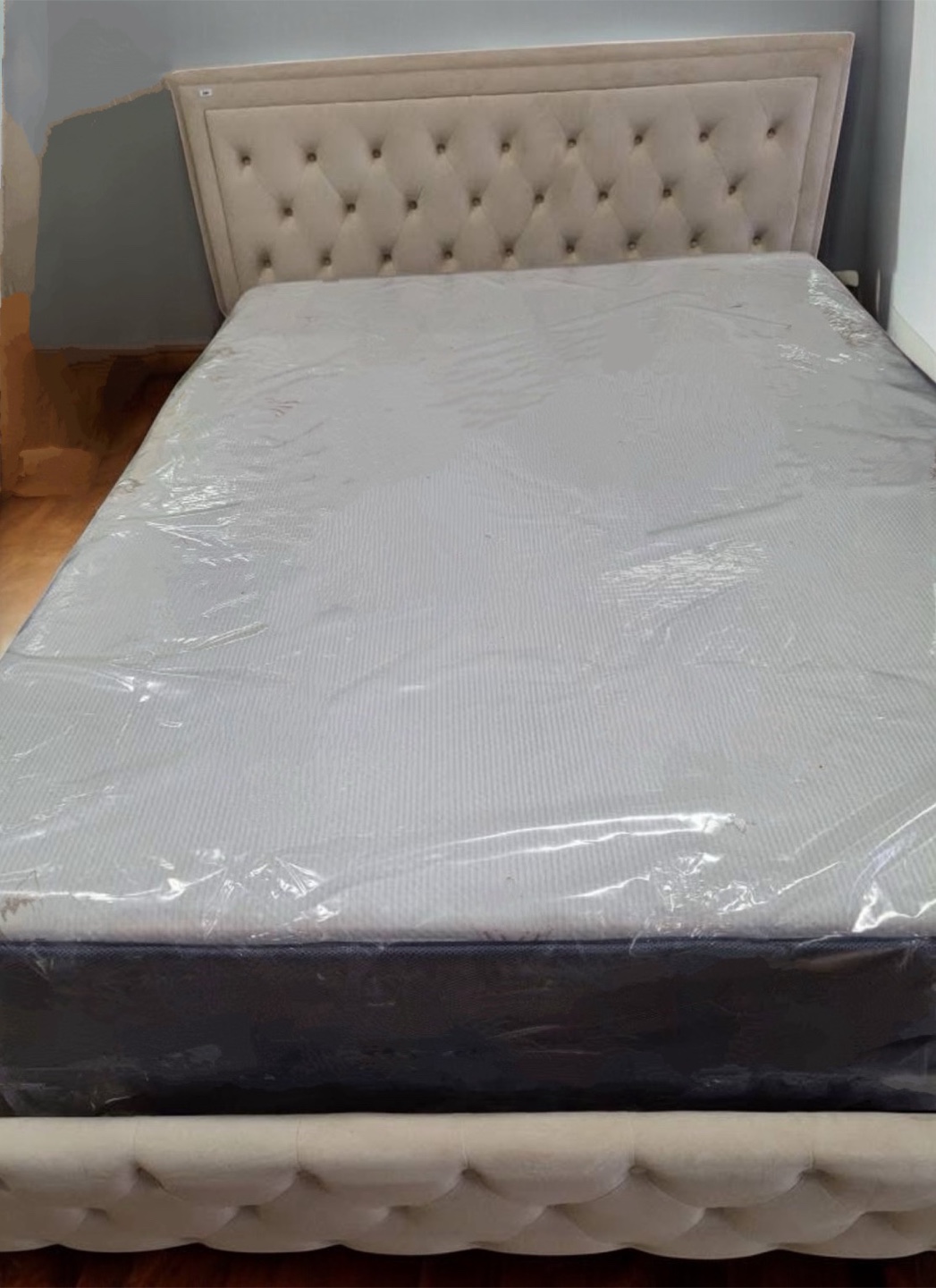 New Beige Queen Size Bed with Storage and LED Lights with Remote - photo 5