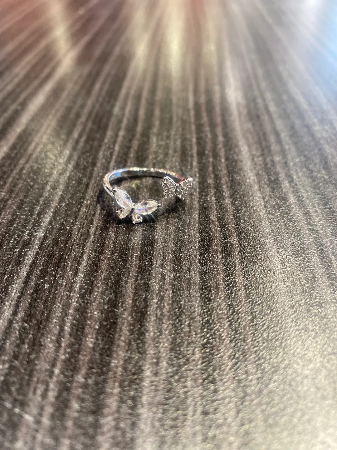 Silver Butterfly Ring with Cubic Zirconia thumbnail