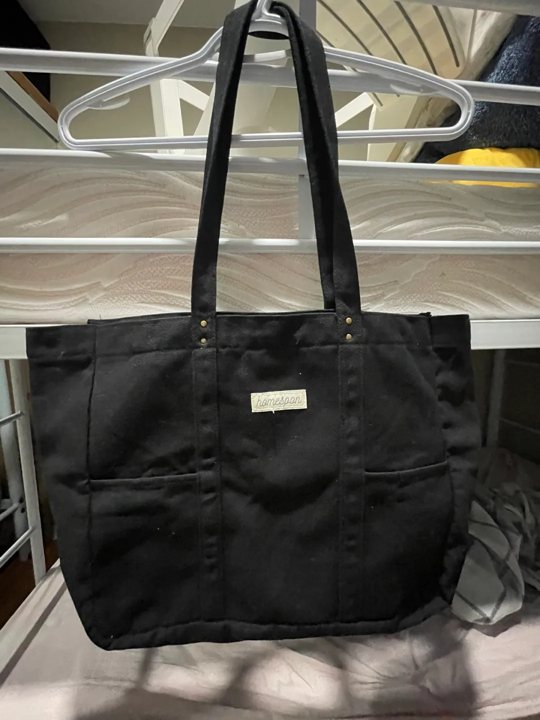 BRAND NEW Homespun Black Canvas Tote Bag thumbnail