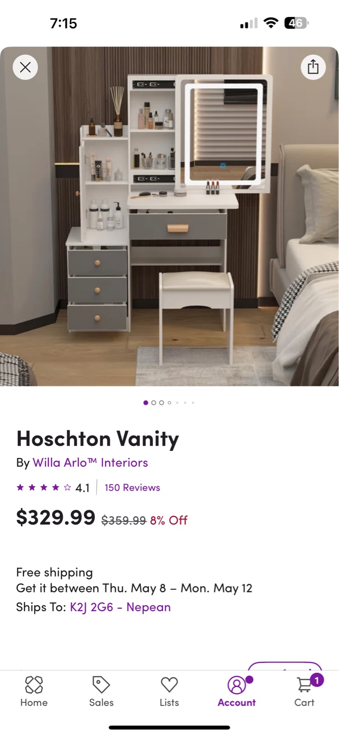 Hoschton Vanity Set with LED Mirror and Stool - photo 3