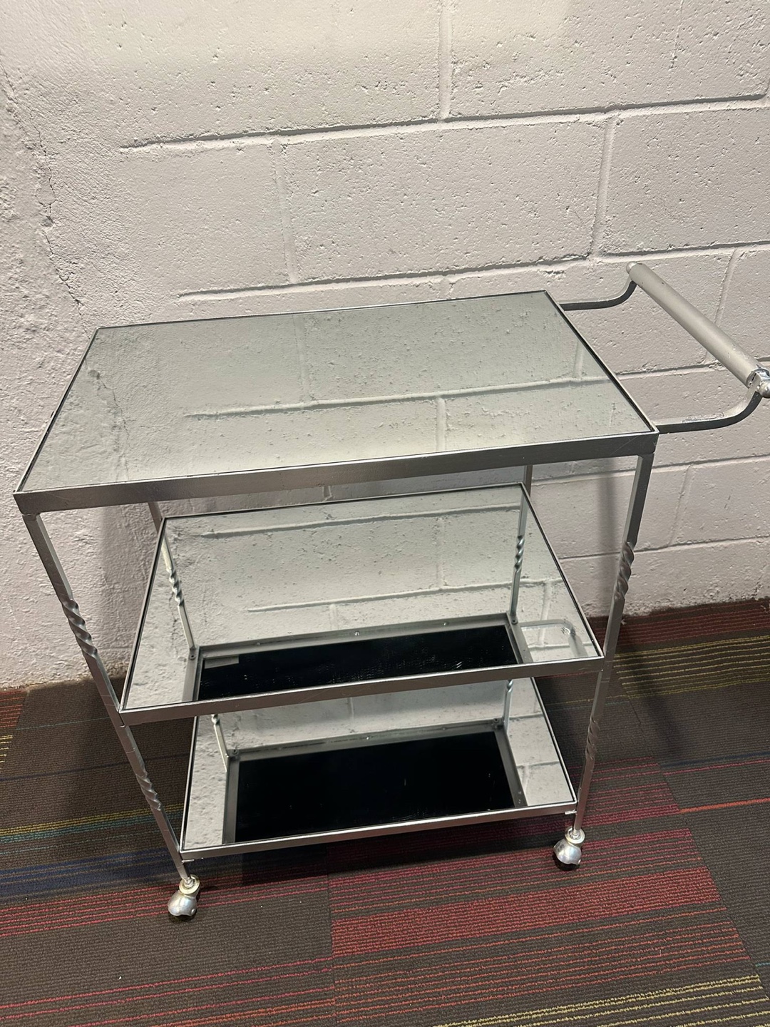 Silver Mirrored Bar Cart