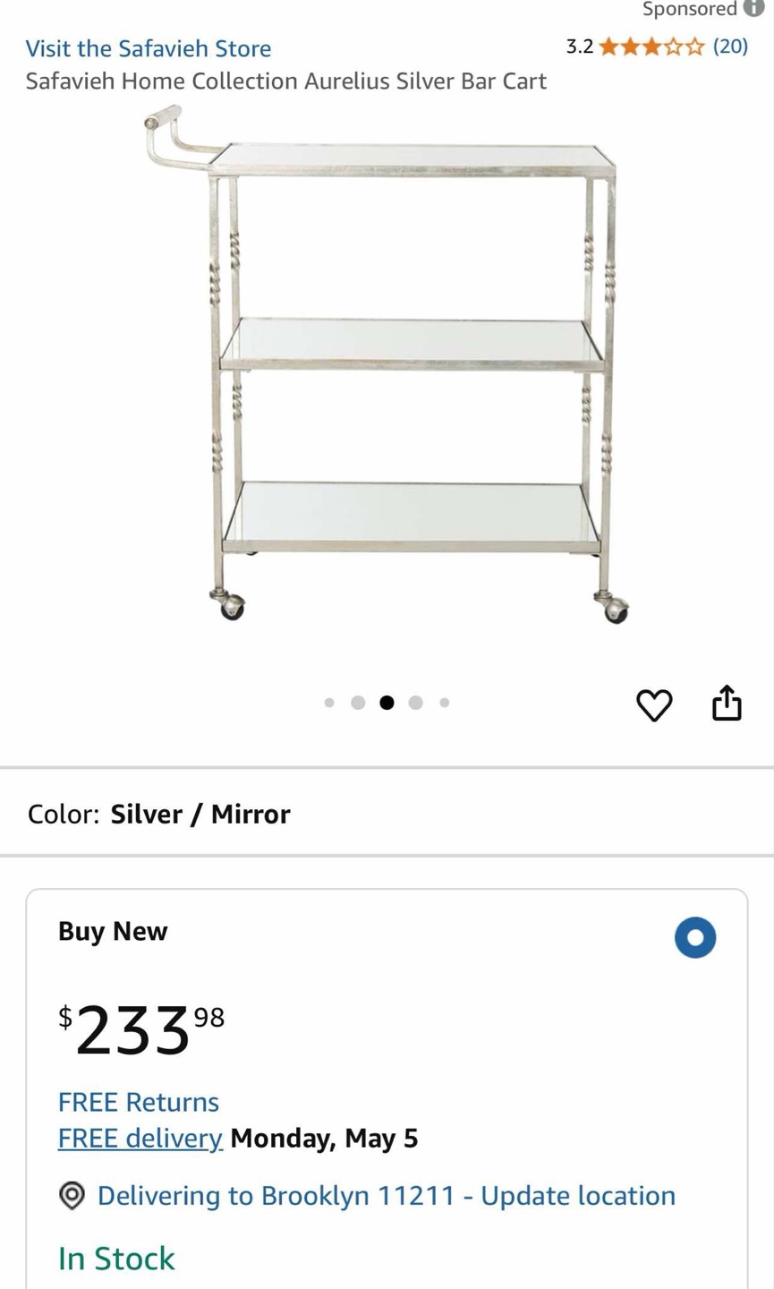 Silver Mirrored Bar Cart - photo 4