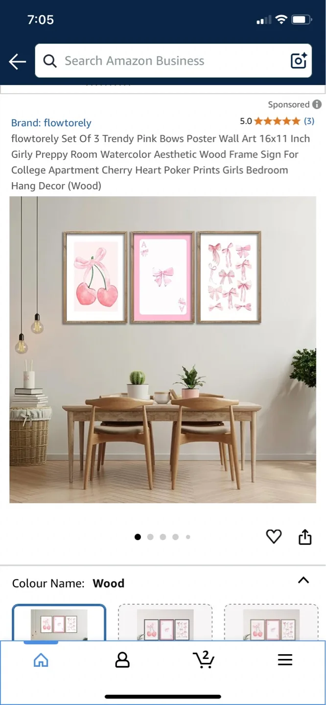 Set of 3 Trendy Pink Bows Wall Art 16x11 image indicator(3)
