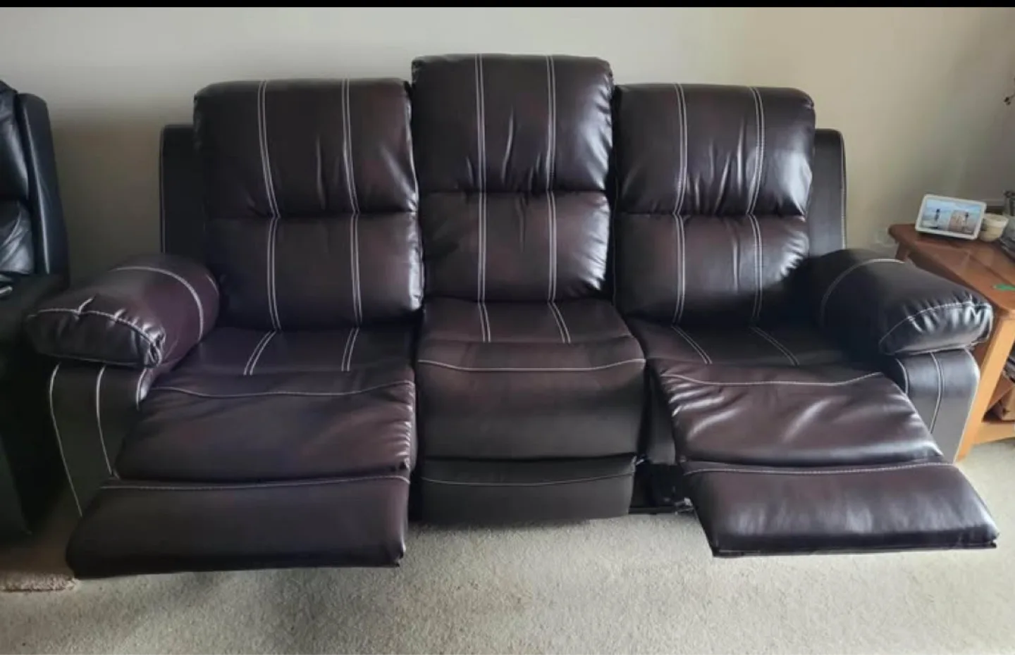 Manual Reclining Leather Sofa image indicator(2)