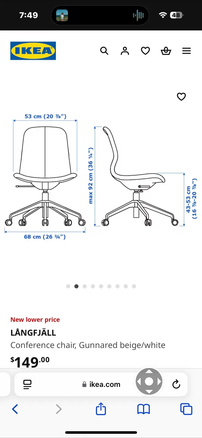 Moving Sale IKEA LÄNGFJÄLL Chair - Beige/White image indicator(4)