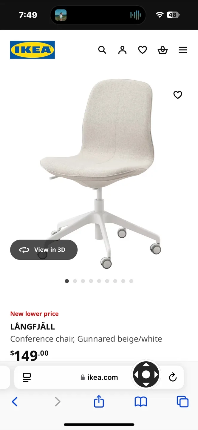 Moving Sale IKEA LÄNGFJÄLL Chair - Beige/White image indicator(3)