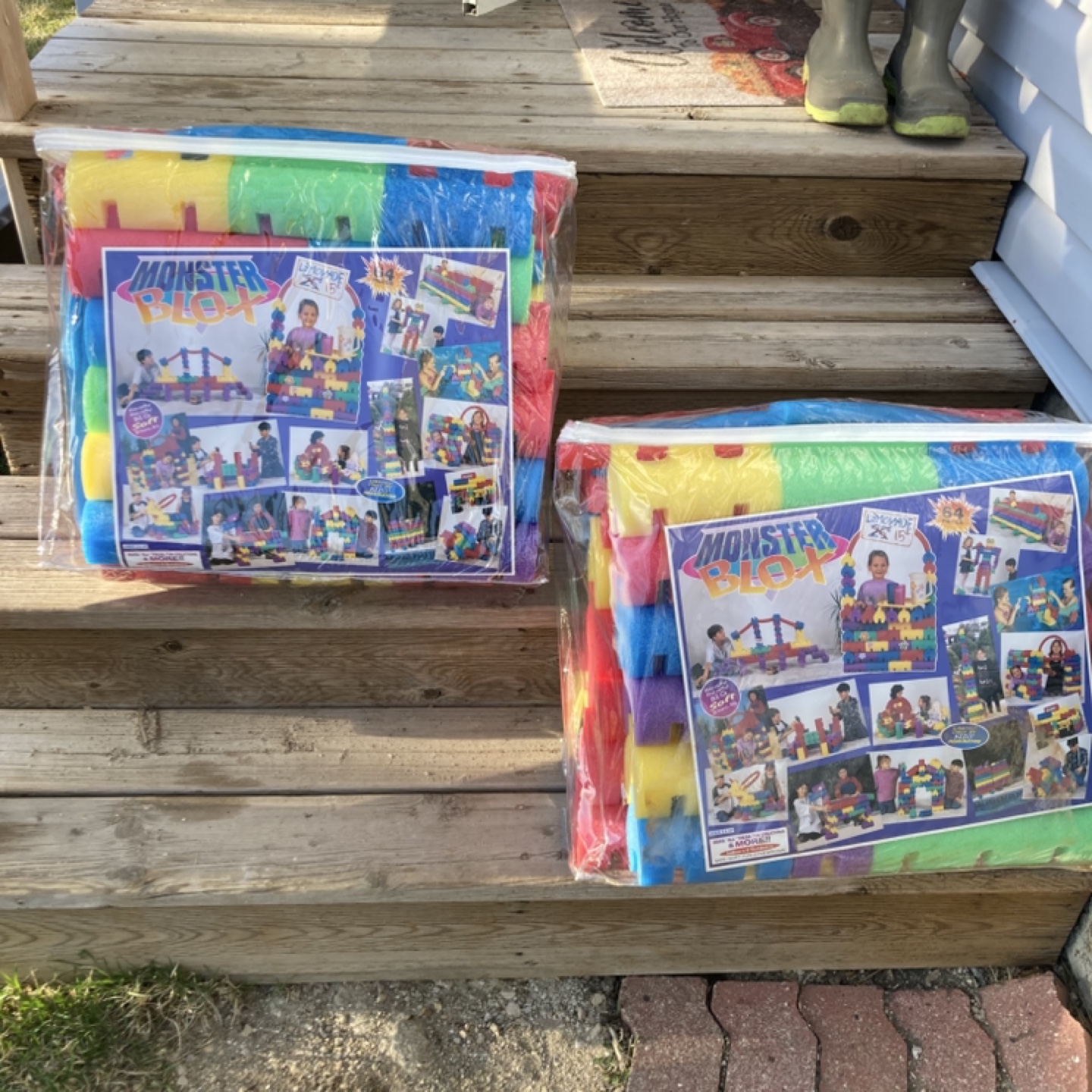 Two Sets of Monster Blox Building Blocks - 64 Pieces Each