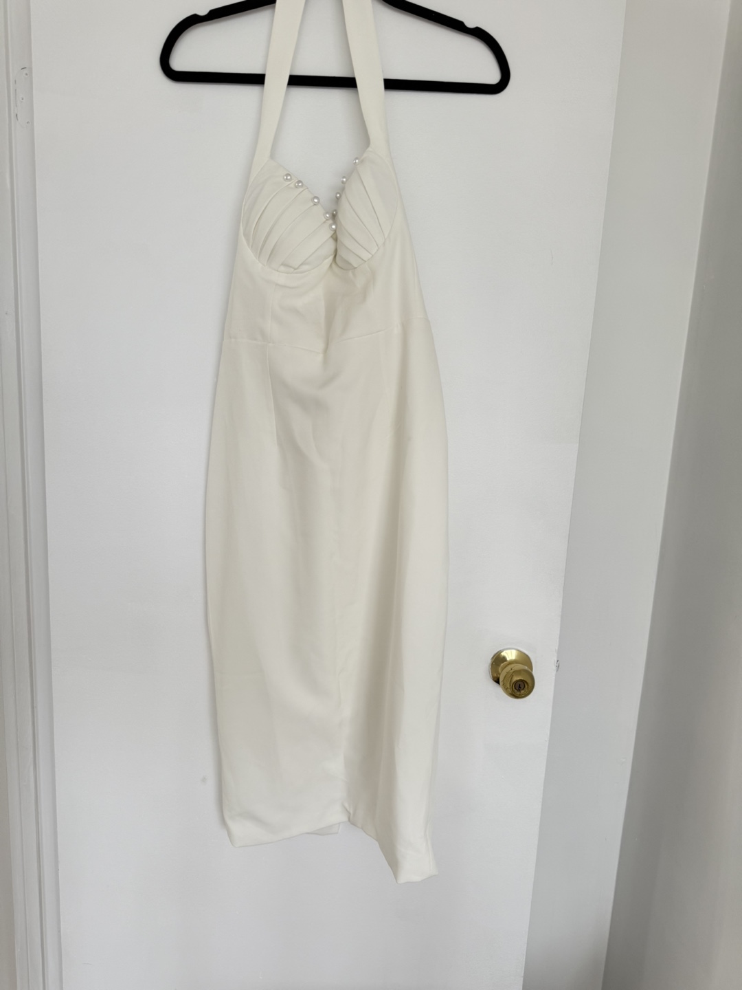 🛍️NEW White Pearl Detail Halter Midi Dress - photo 4