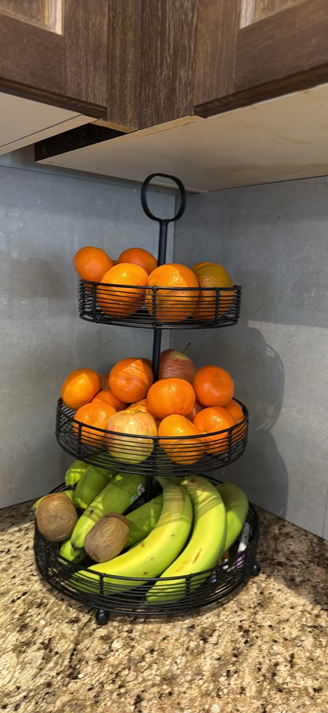 Three-Tiered Black Wire Fruit Basket
