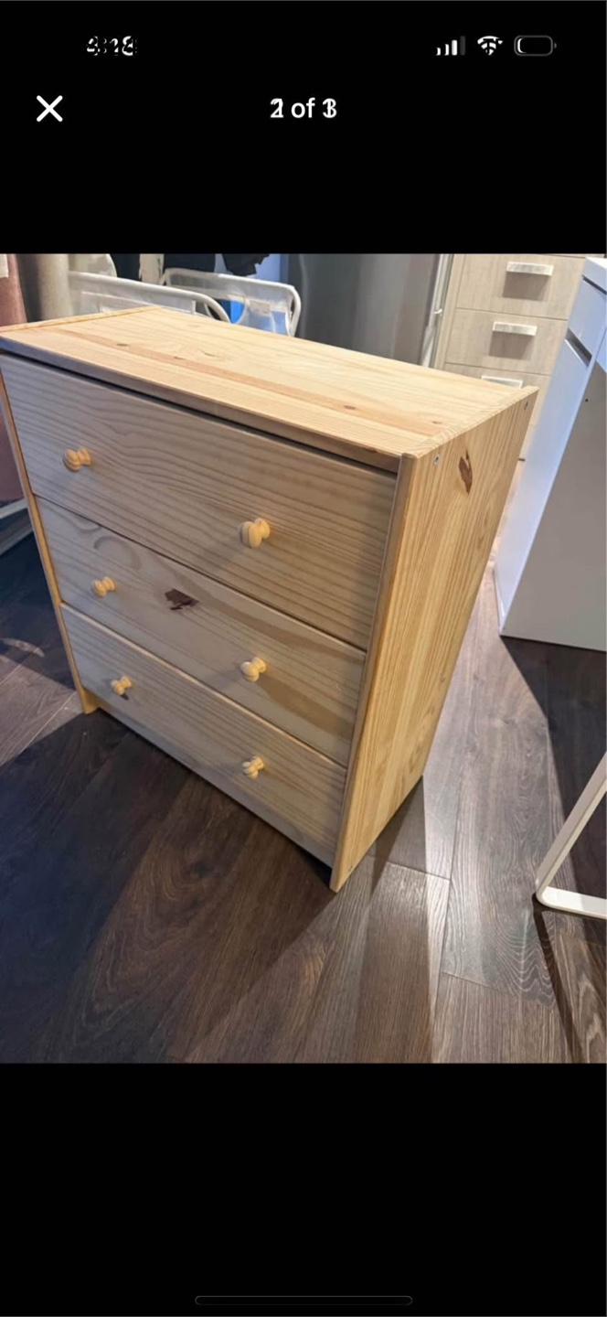 Three-Drawer Wooden Chest