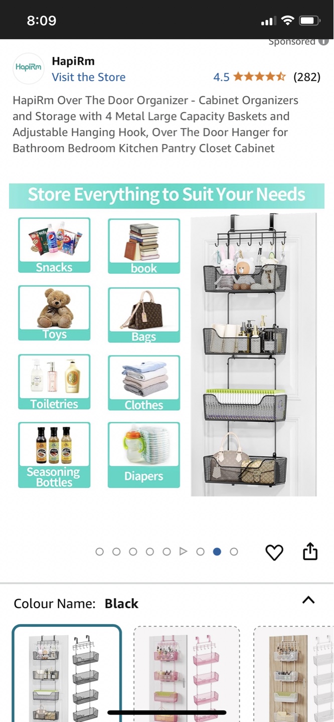 Hapirm Over the Door Organizer - Black - photo 4