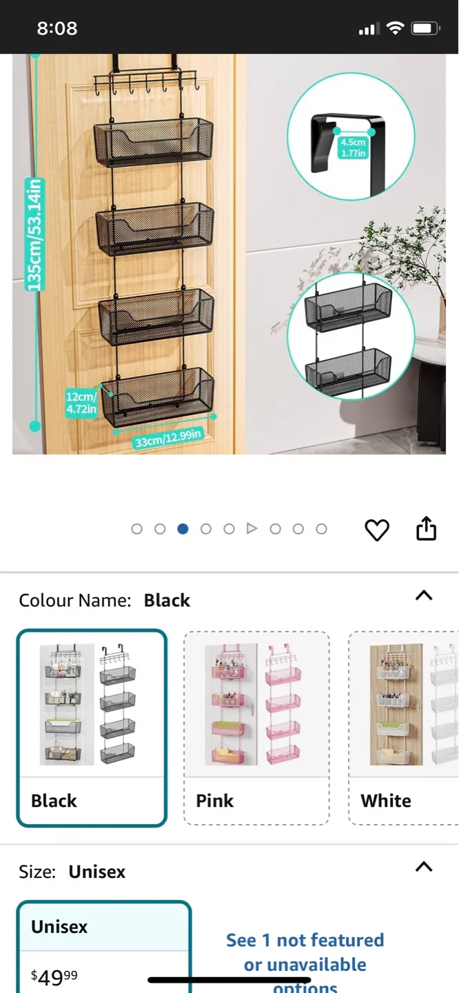 Hapirm Over the Door Organizer - Black image indicator(2)