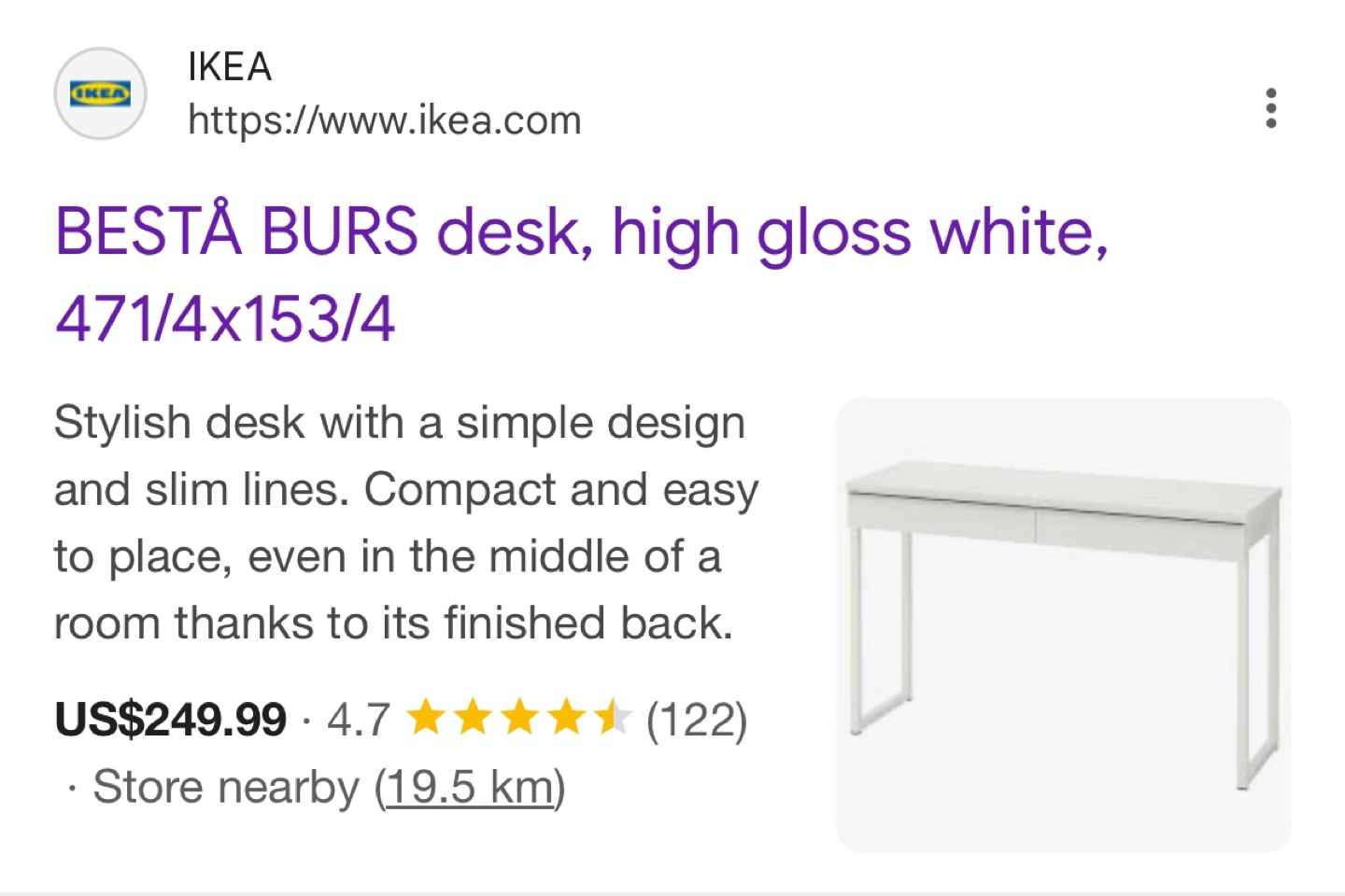 IKEA BESTÅ BURs Desk & Mobile File Cabinet - White - photo 3
