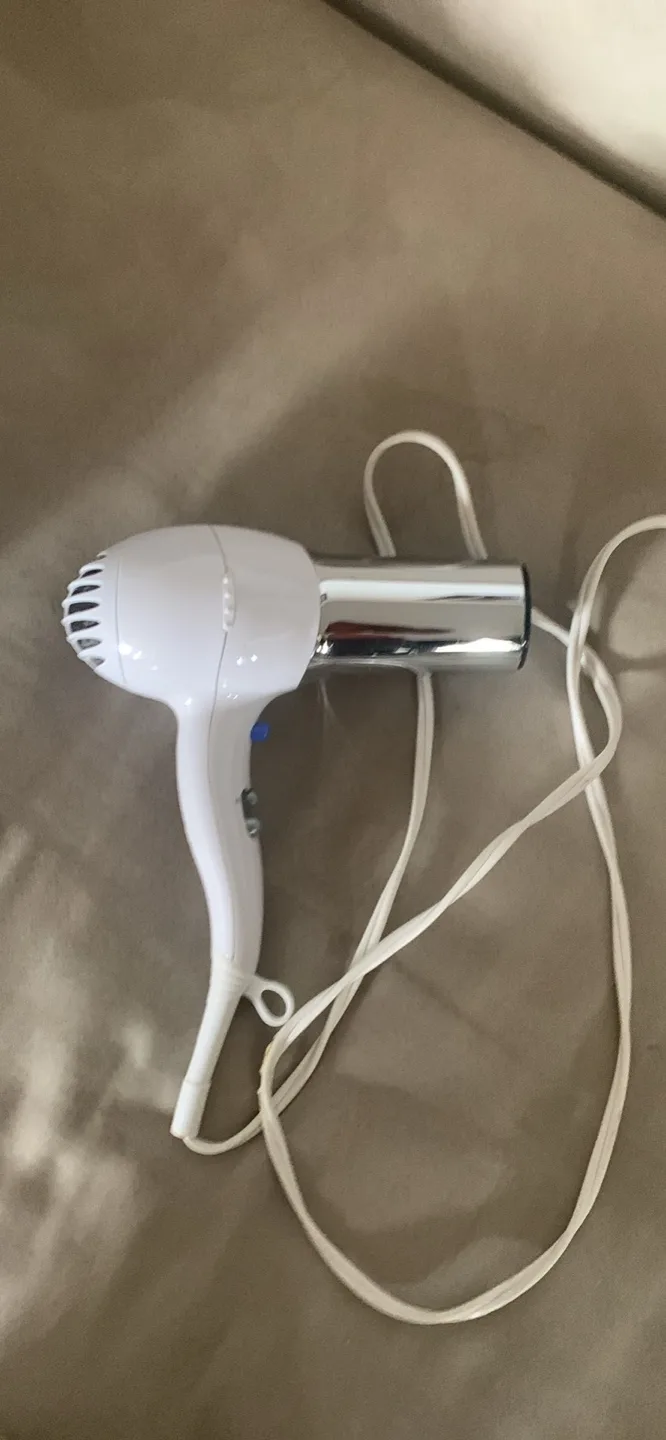 White Hair Dryer with Chrome Accents