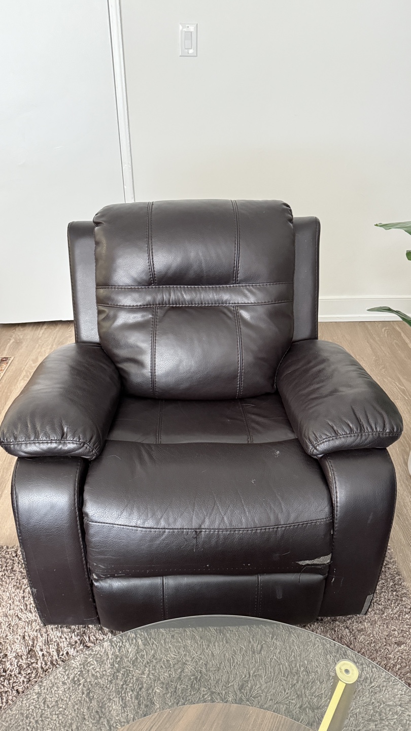 3 Reclining Leather Couch Set - Sofa, Loveseat, and Chair - photo 3
