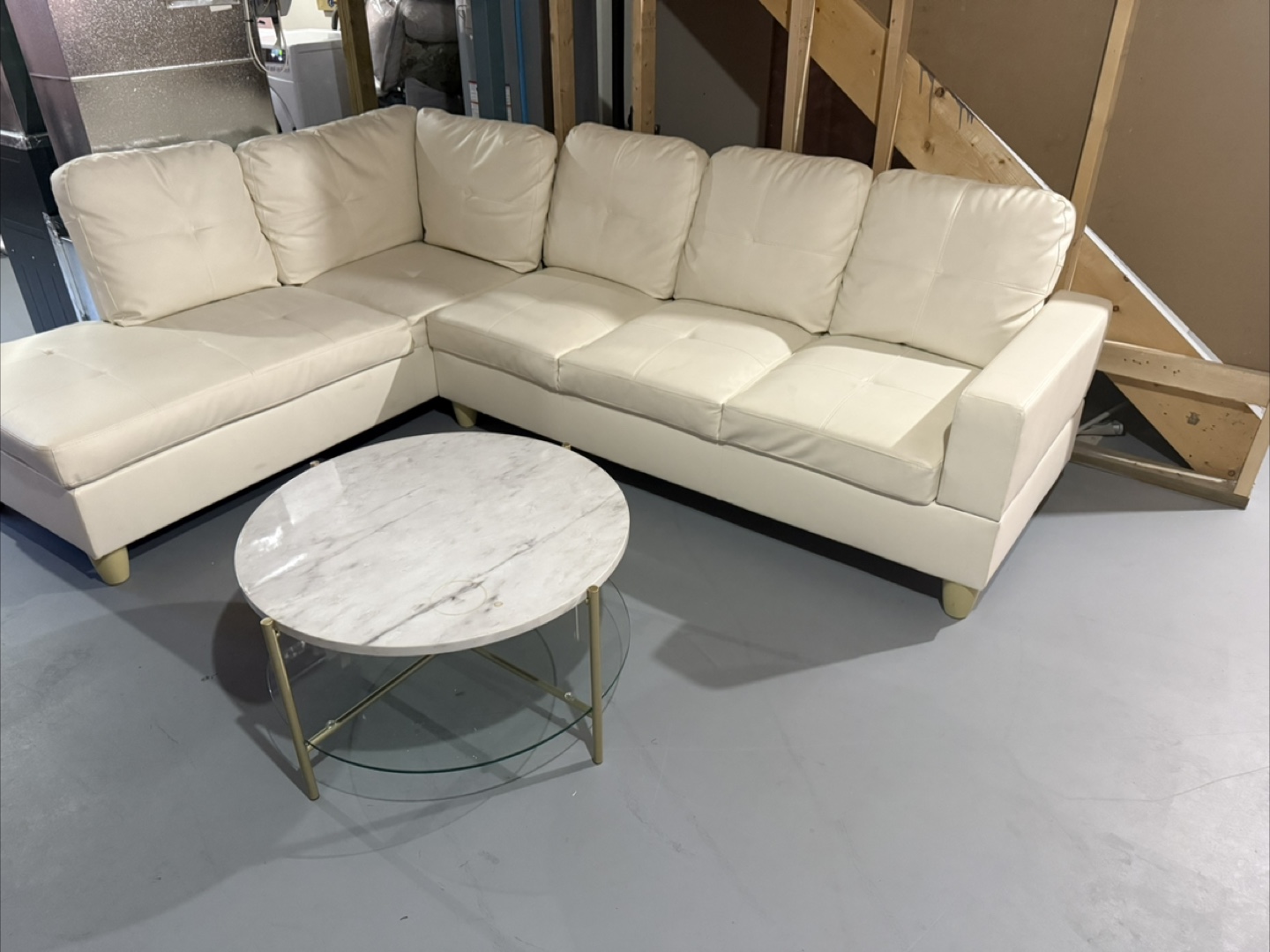 Cream Sectional Sofa & Coffee Table Set - photo 2