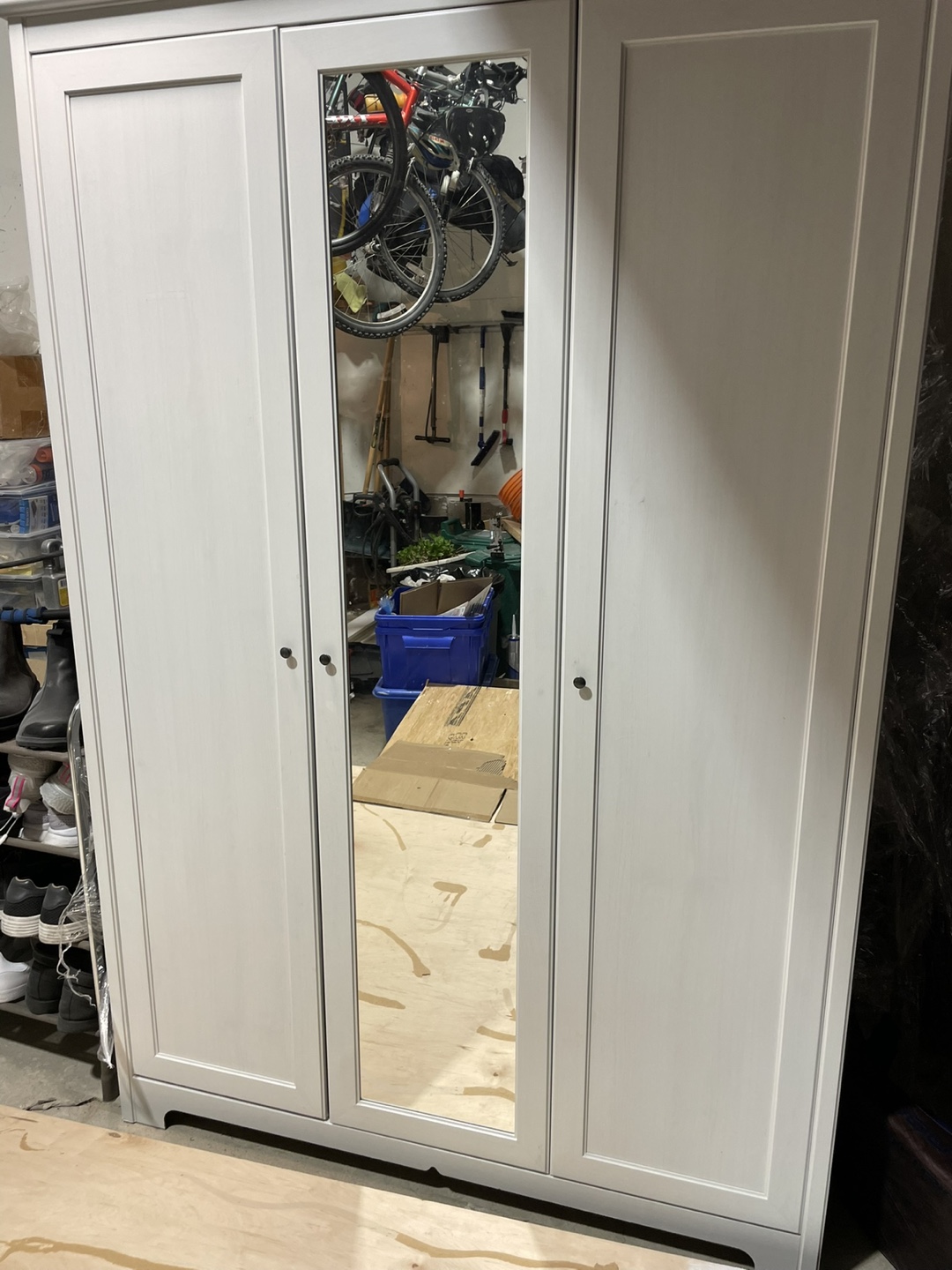 IKEA Aspelund White Wardrobe with Mirror