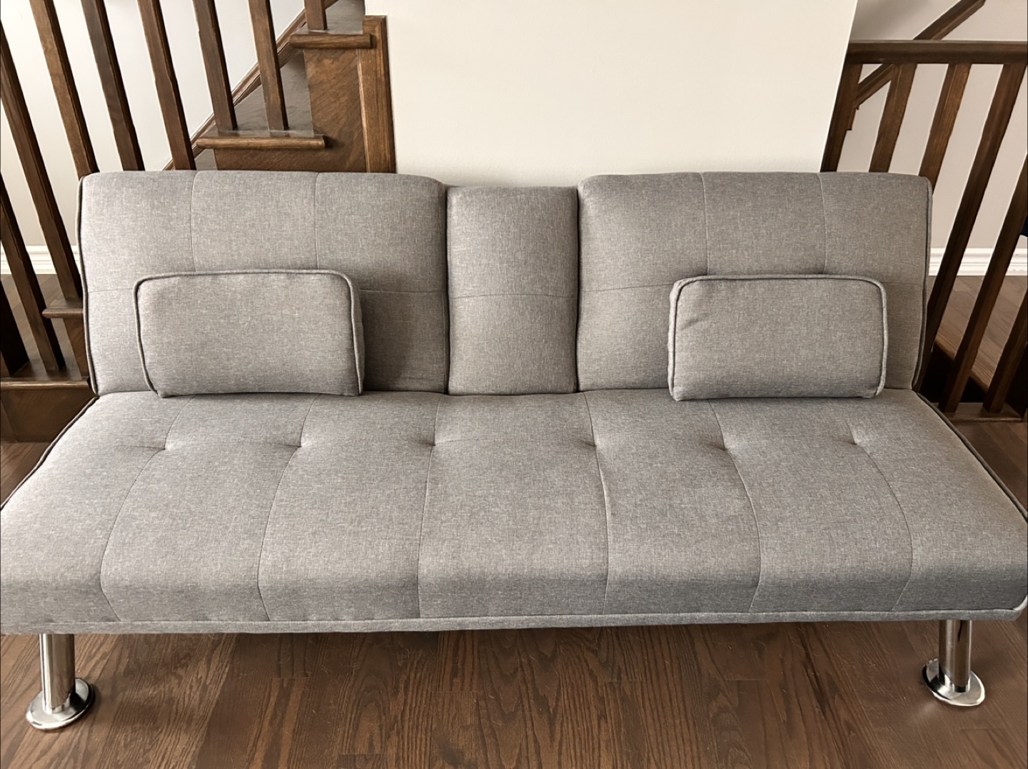 Grey Futon Sofa Bed with Cup Holders 💚