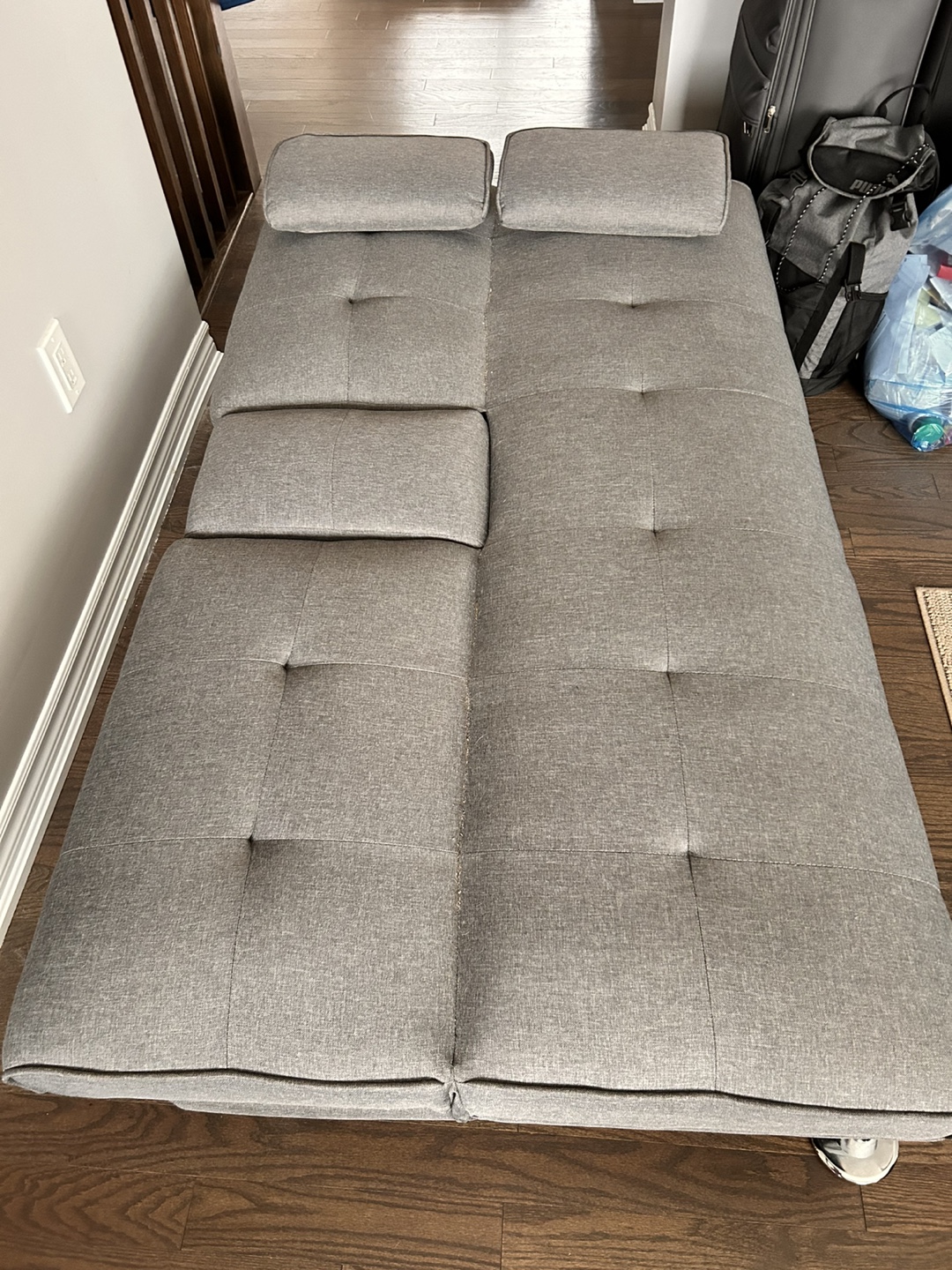 Grey Futon Sofa Bed with Cup Holders 💚 - photo 3