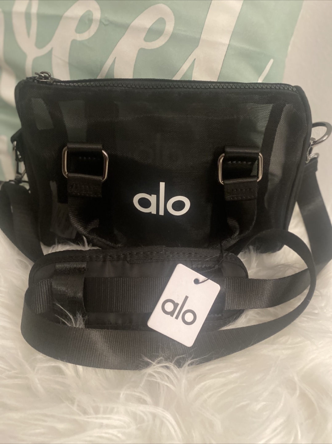 Alo Yoga Small Black Mesh Crossbody Bag