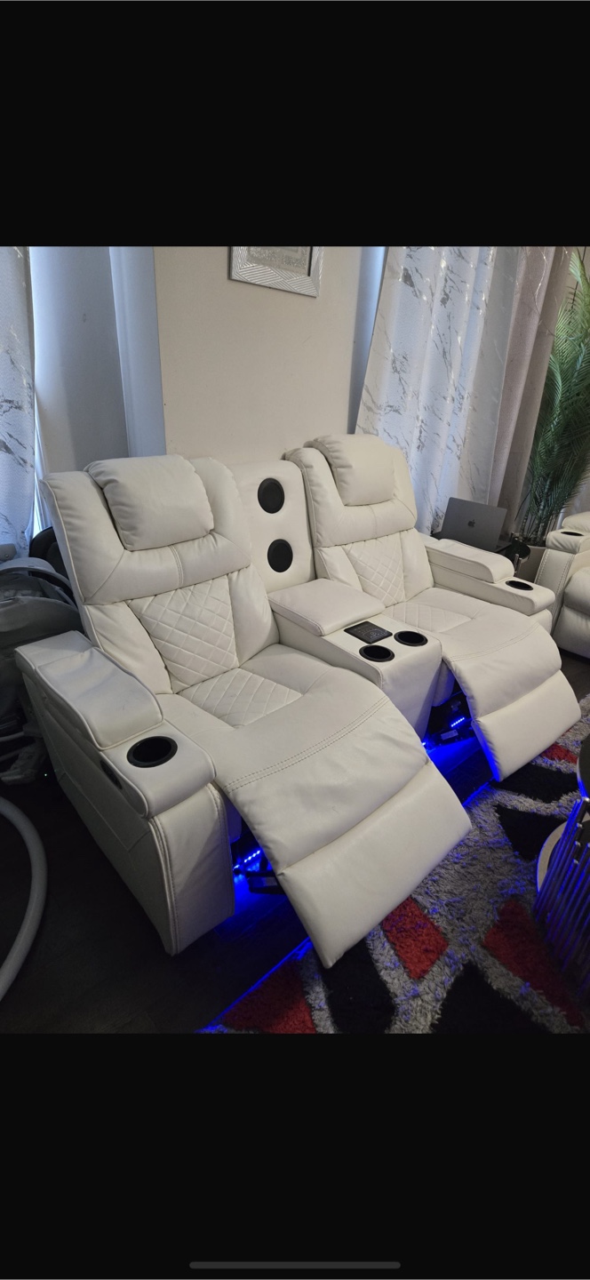 White Power Recliner Sofa