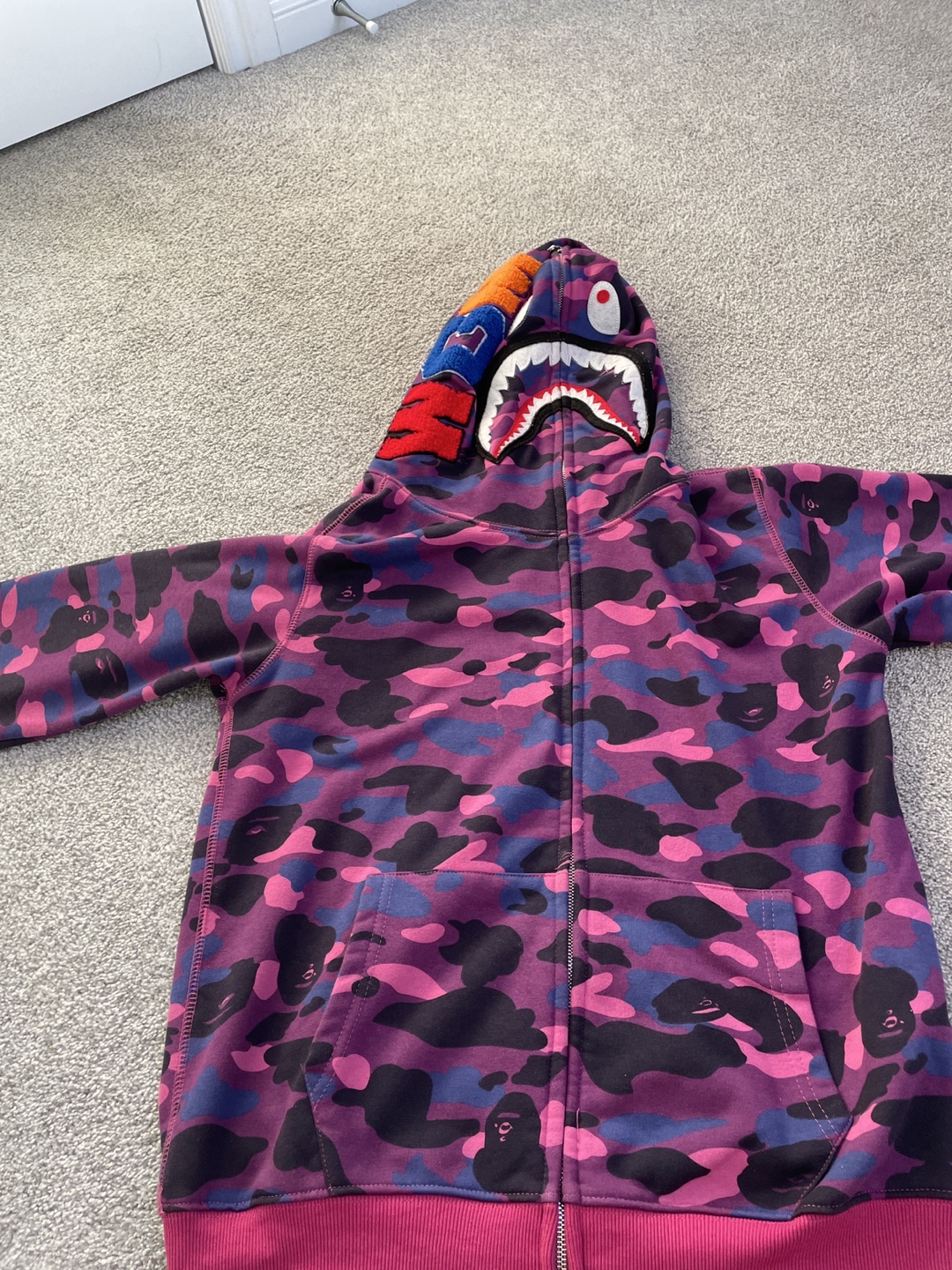 A Bape Purple Camo Shark Hoodie - Size M