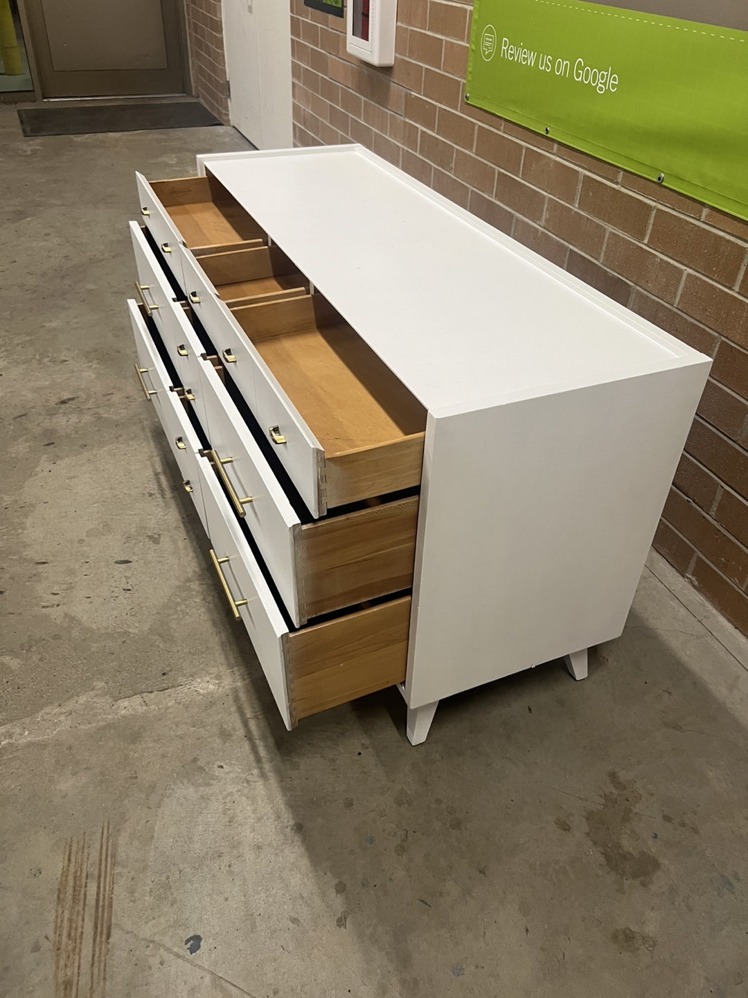 White Mid-Century Modern Dresser with Gold Hardware - photo 4