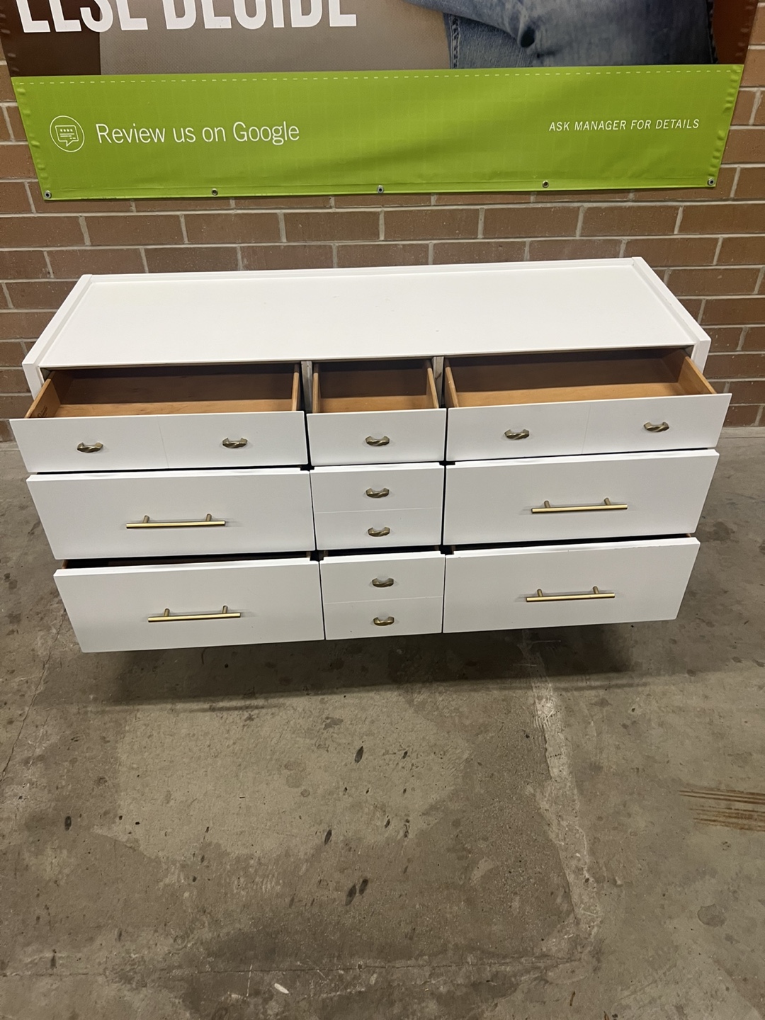 White Mid-Century Modern Dresser with Gold Hardware - photo 2