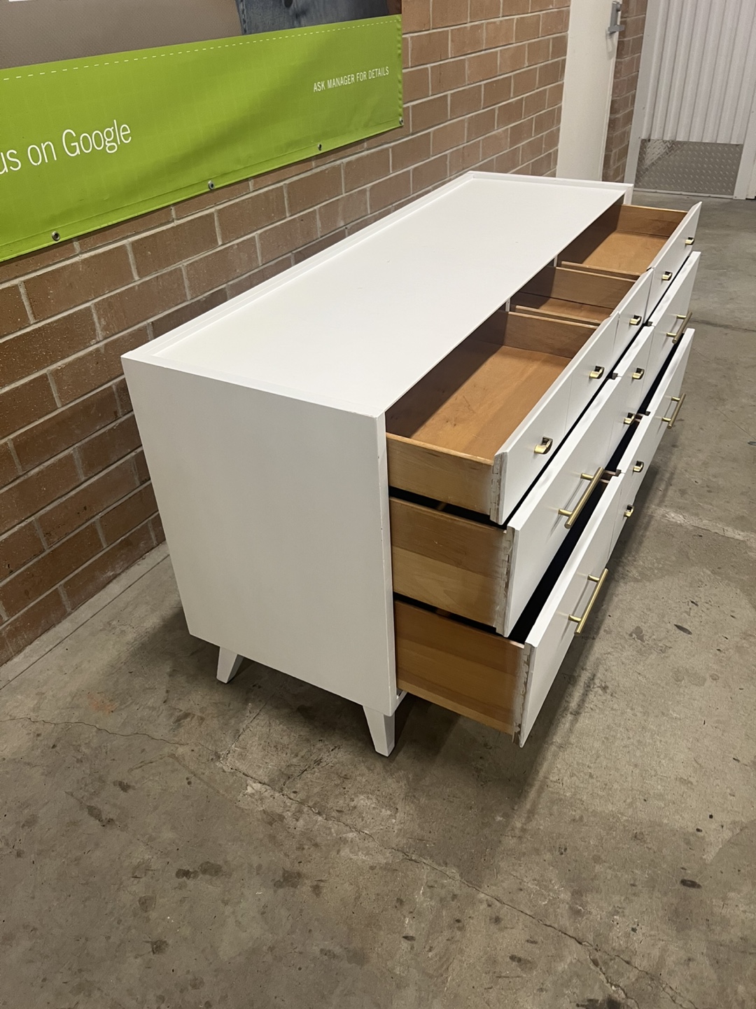 White Mid-Century Modern Dresser with Gold Hardware - photo 5