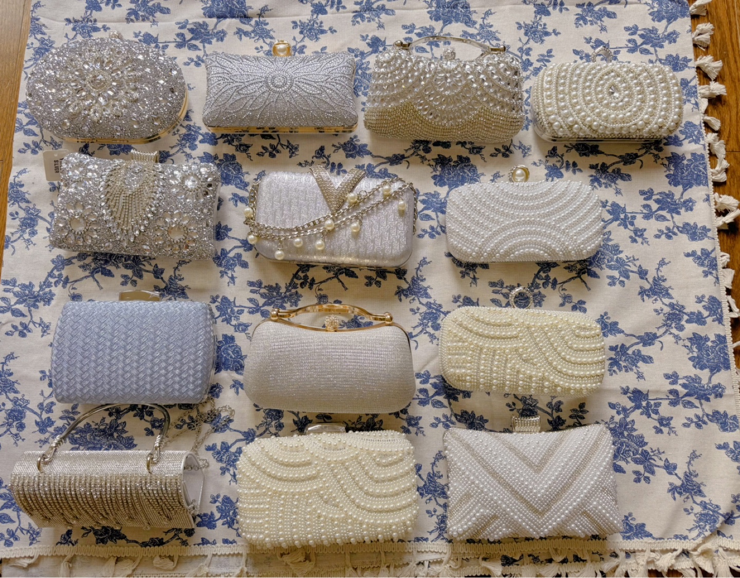 Elegant Evening Clutches - Silver & Pearl