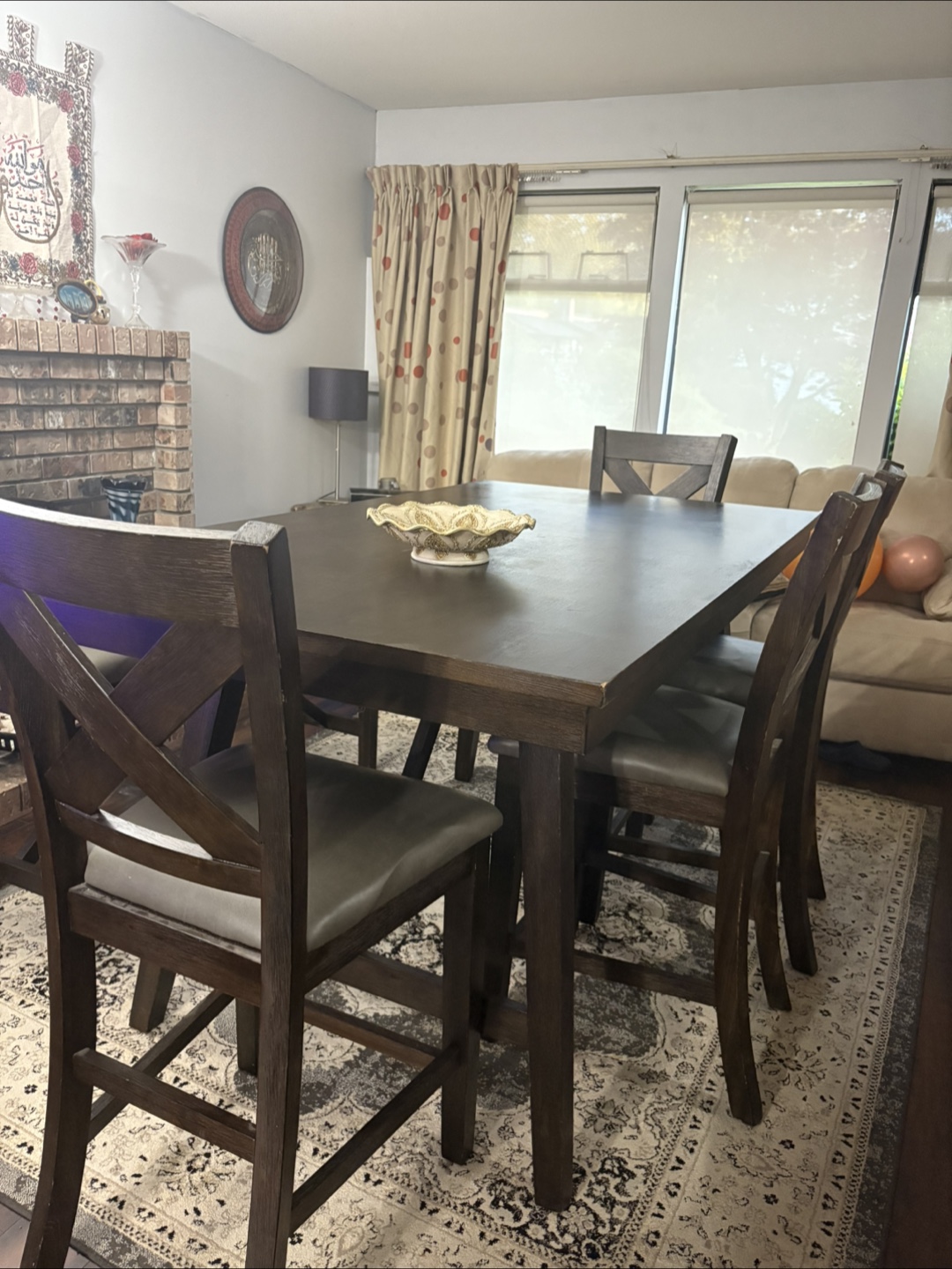 Dining table set include with bench oak wood