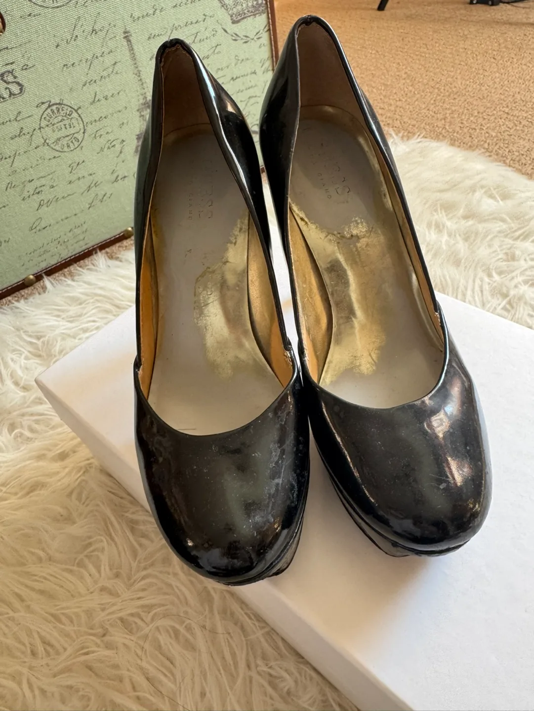 Guess Black Patent Leather Platform Heels image indicator(3)