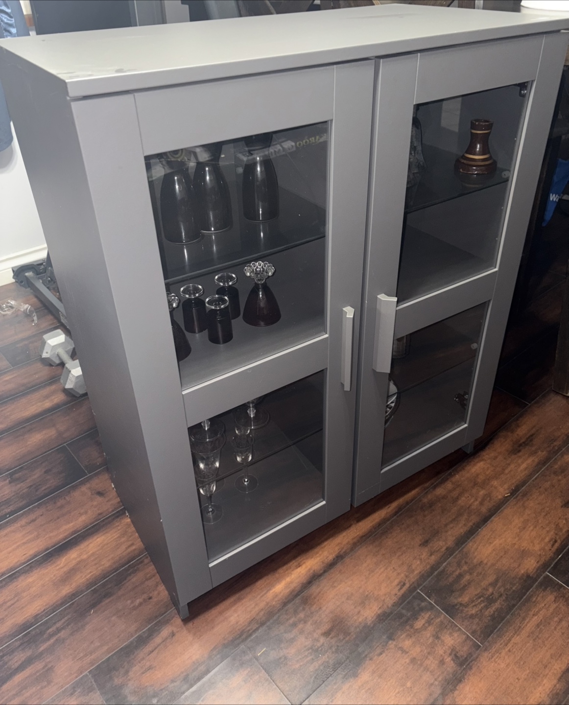 Grey Wooden Display Cabinet
