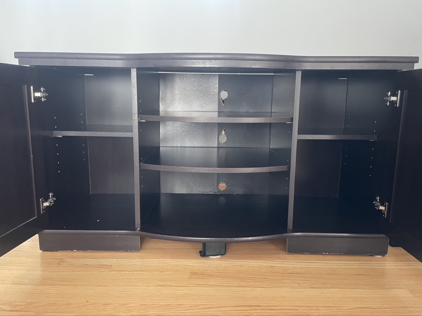 Dark Brown Curved TV Stand with Storage - photo 3