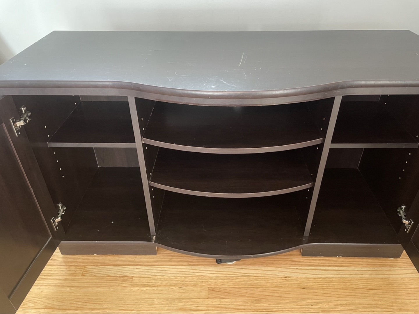 Dark Brown Curved TV Stand with Storage - photo 2