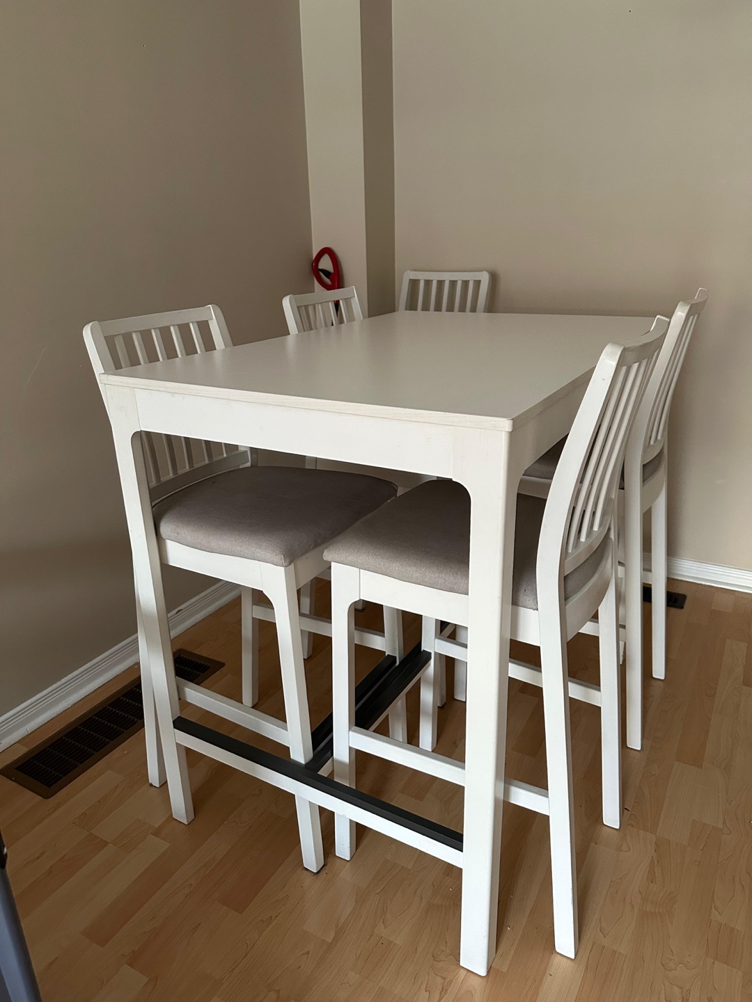 White Counter Height Dining Set - Table and 4 Stools - photo 2