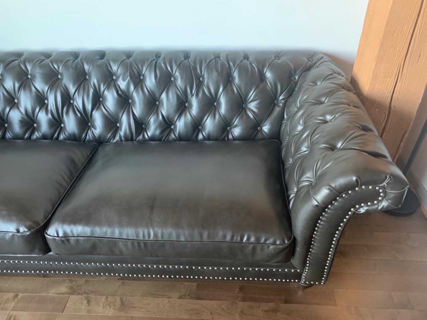 Dark Gray Genuine Leather Chesterfield Sofa - photo 4