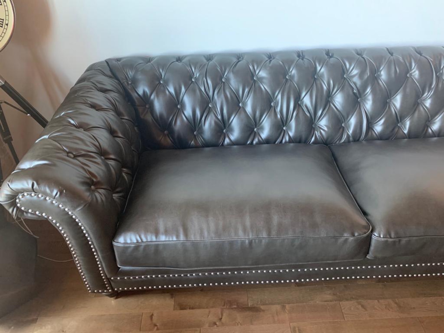 Dark Gray Genuine Leather Chesterfield Sofa - photo 5